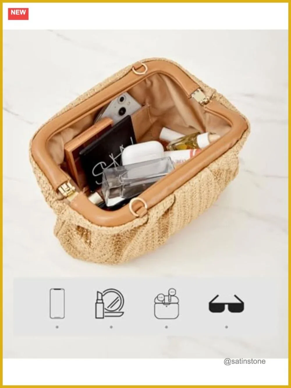 Woven Straw Clutch Purse Crossbody Evening Handbag Shoulder Bag Summer